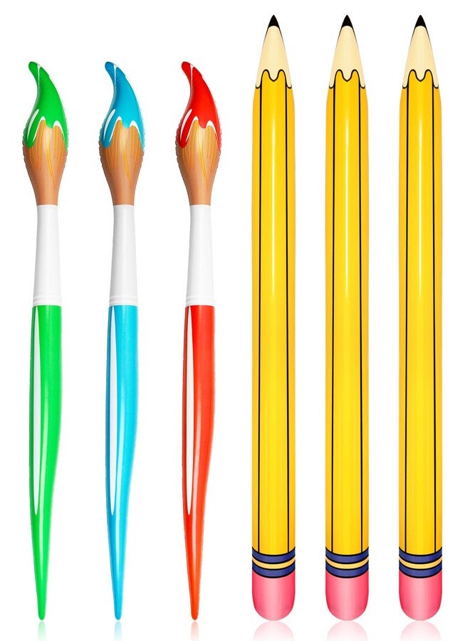 Denylo pro 6 Pcs Inflatable Giant Large Pencils Paint Brush Decoration Set Blow Up Pencils Paint Brush Balloons Funny Hanging Inflatable Decor Inflatable Pool Pencil Float for School Birthday Party Photo Prop - Image 1